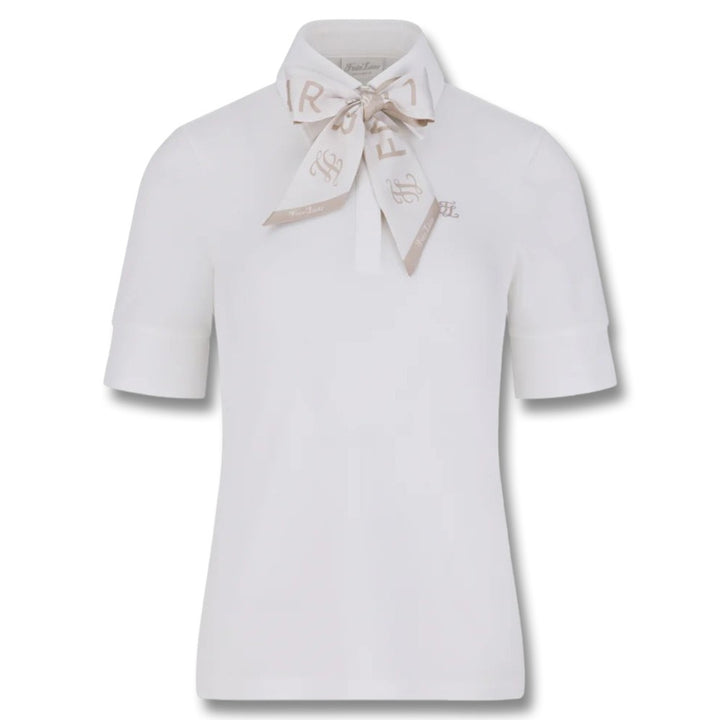 Fairliar Lettering Scarf Shortsleeve Golf Polo White - SS25 Women