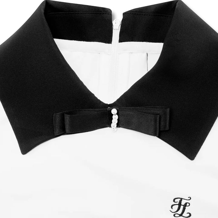 Fairliar Big Collar Ribbon Sleeveless Golf Polo White - SS25 Women
