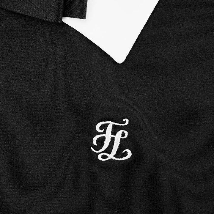 Fairliar Big Collar Ribbon Sleeveless Golf Polo Black - SS25 Women