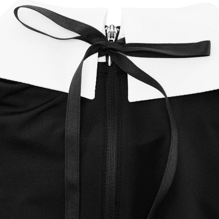 Fairliar Big Collar Ribbon Sleeveless Golf Polo Black - SS25 Women