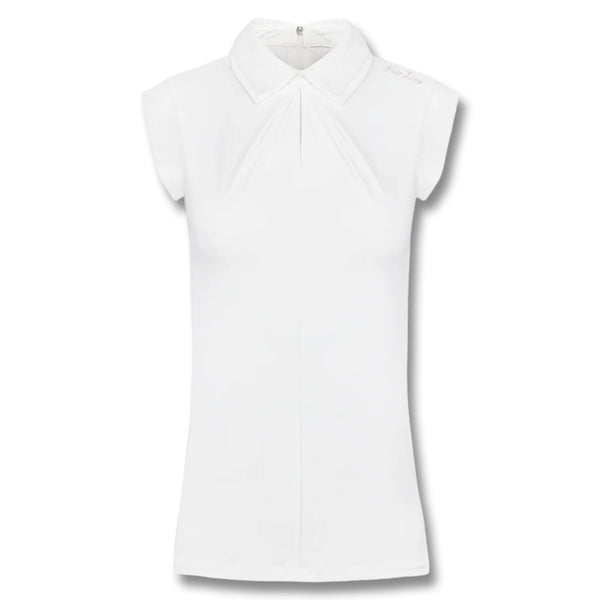 Fairliar Front Shirring Sleeveless Golf Polo White - SS25 Women