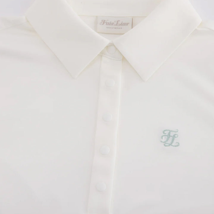 Fairliar Loose Fit Logo Symbol Golf Polo White - SS25 Women