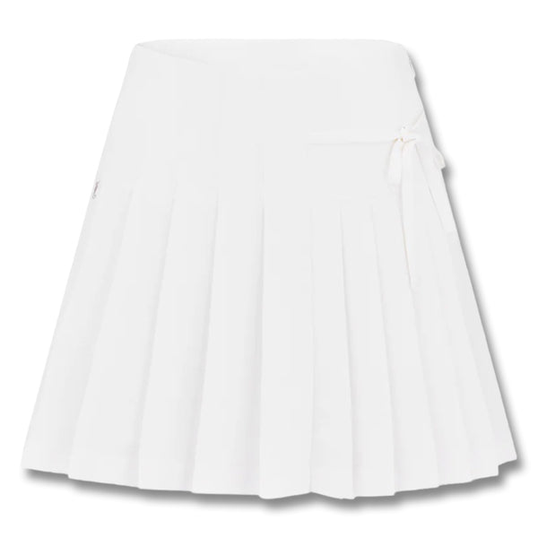 Fairliar Asymmetrical Ribbon Pleated Golf Skirt White - SS25 Women