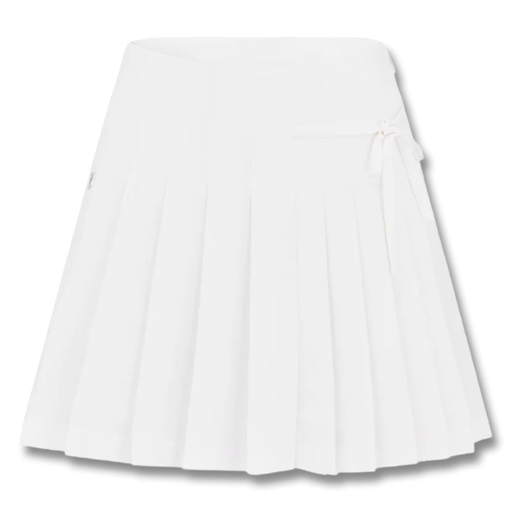 Fairliar Asymmetrical Ribbon Pleated Golf Skirt White - SS25 Women