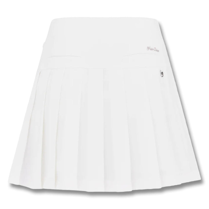 Fairliar Asymmetrical Ribbon Pleated Golf Skirt White - SS25 Women
