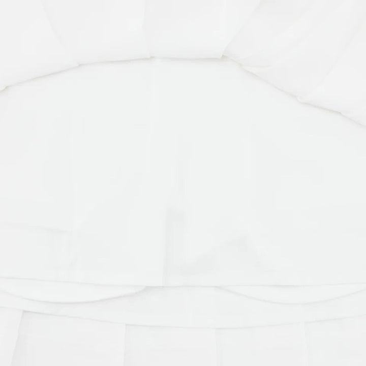 Fairliar Asymmetrical Ribbon Pleated Golf Skirt White - SS25 Women