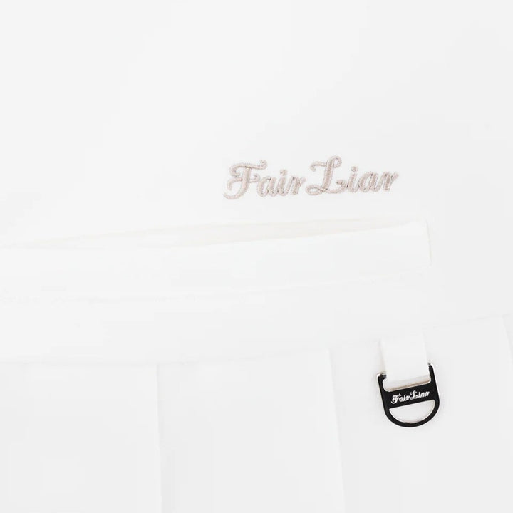 Fairliar Asymmetrical Ribbon Pleated Golf Skirt White - SS25 Women