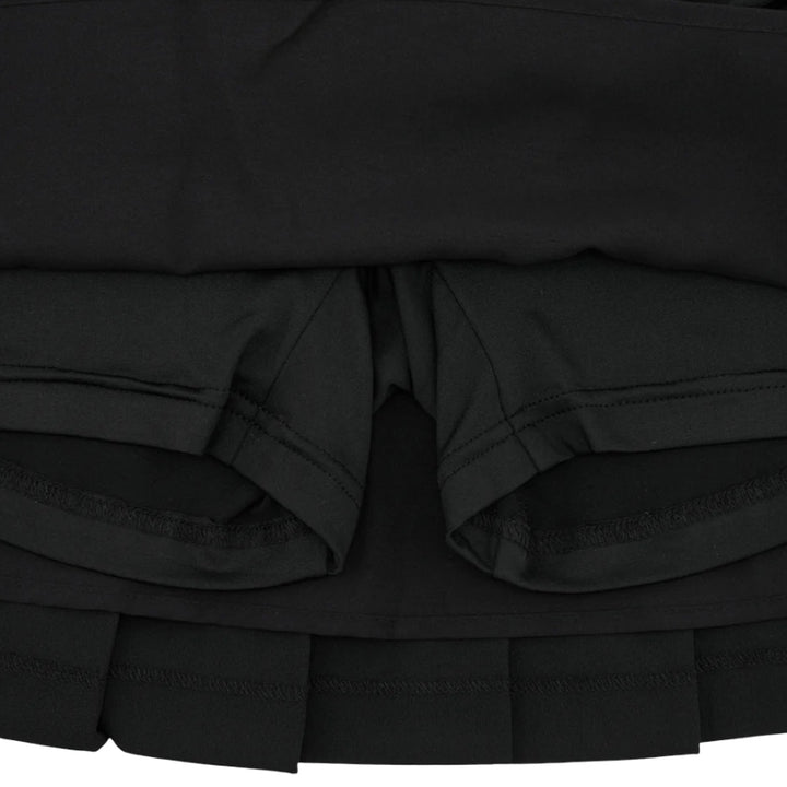 Fairliar Asymmetrical Ribbon Pleated Golf Skirt Black - SS25 Women
