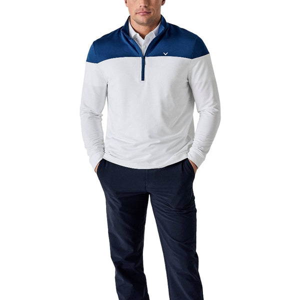 Callaway Legacy Collection Logo Block 1/4 Zip Golf Sweater Bright White - SP25 Men