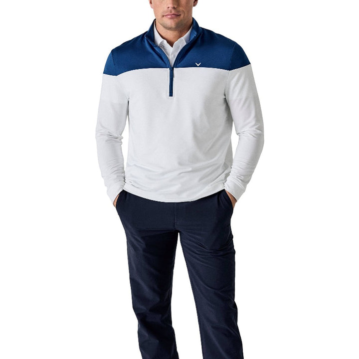 Callaway Legacy Collection Logo Block 1/4 Zip Golf Sweater Bright White - SP25 Men