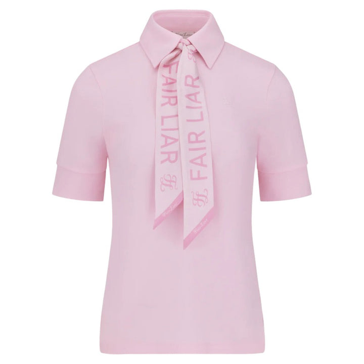 Fairliar Lettering Scarf Shortsleeve Golf Polo Pink - SS25 Women