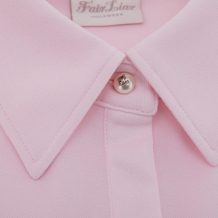 Fairliar Lettering Scarf Shortsleeve Golf Polo Pink - SS25 Women