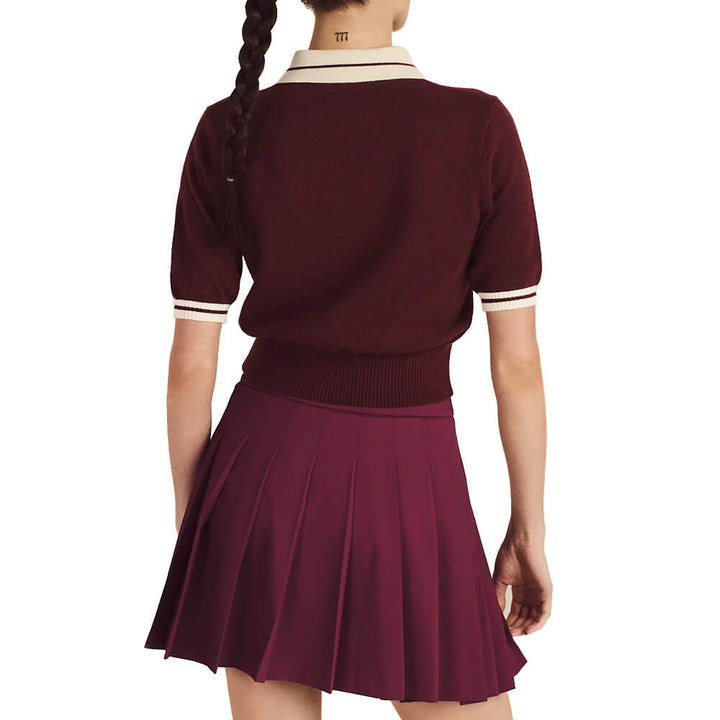Malbon Mikayla Knit Golf Polo Red Mahogany - FW25 Women
