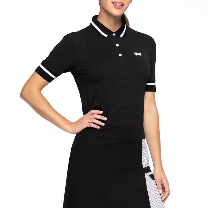 PXG Contrast Sleeve Golf Polo Black - SS25 Women
