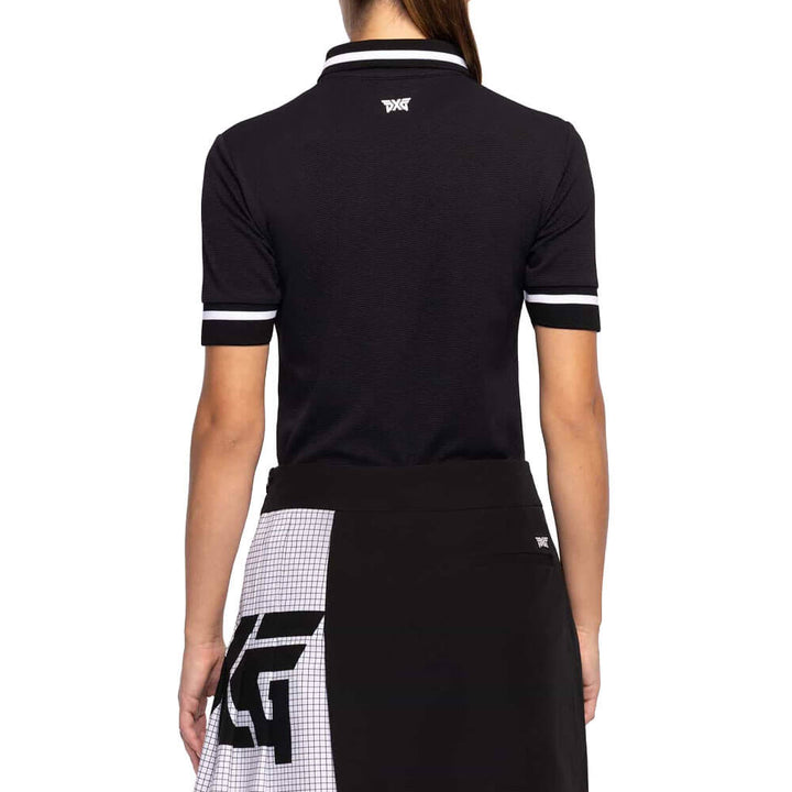 PXG Contrast Sleeve Golf Polo Black - SS25 Women