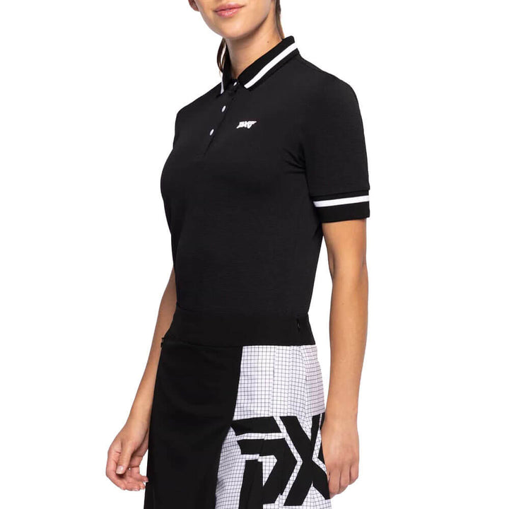 PXG Contrast Sleeve Golf Polo Black - SS25 Women