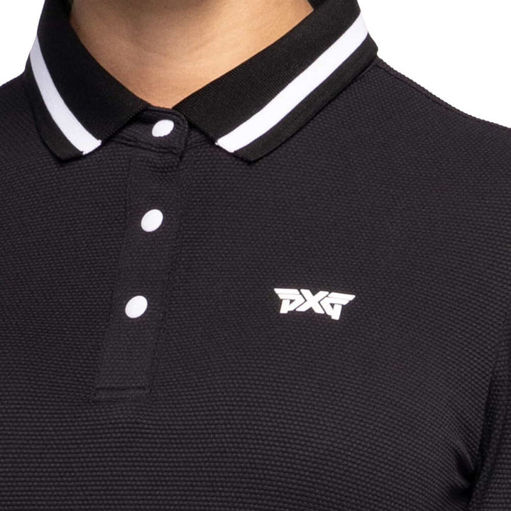 PXG Contrast Sleeve Golf Polo Black - SS25 Women