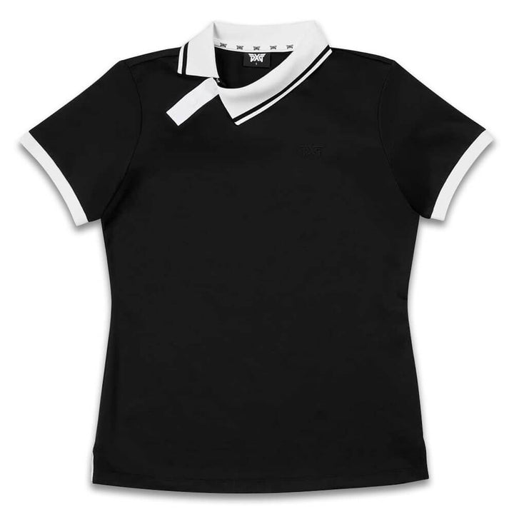 PXG Asymmetrical Snap Collar Golf Polo Black - SS25 Women