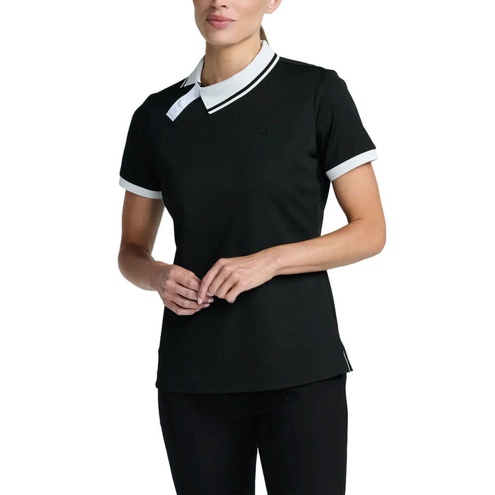 PXG Asymmetrical Snap Collar Golf Polo Black - SS25 Women