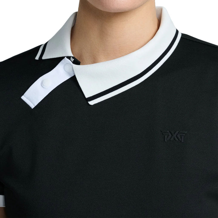 PXG Asymmetrical Snap Collar Golf Polo Black - SS25 Women
