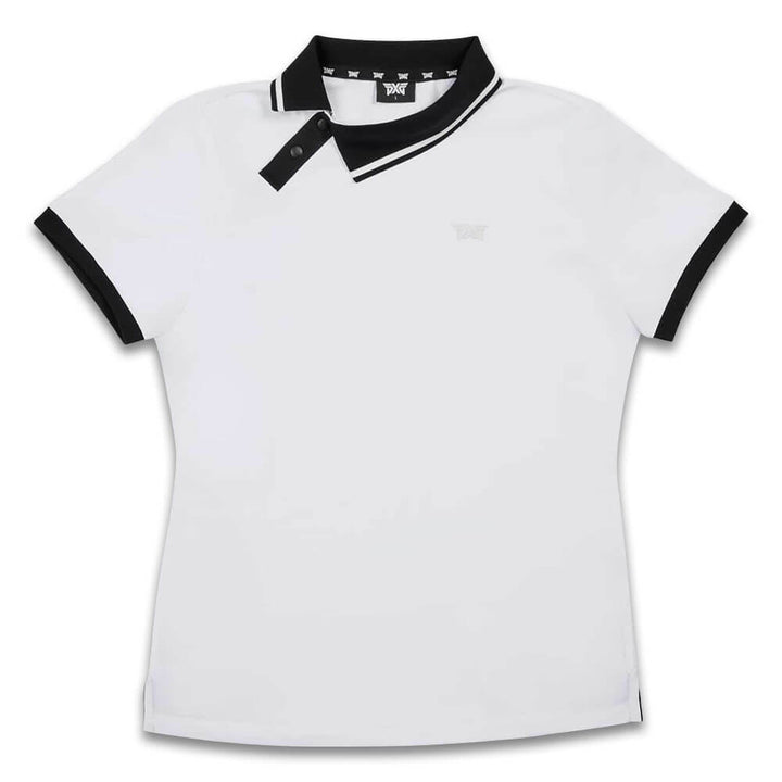 PXG Asymmetrical Snap Collar Golf Polo White - SS25 Women