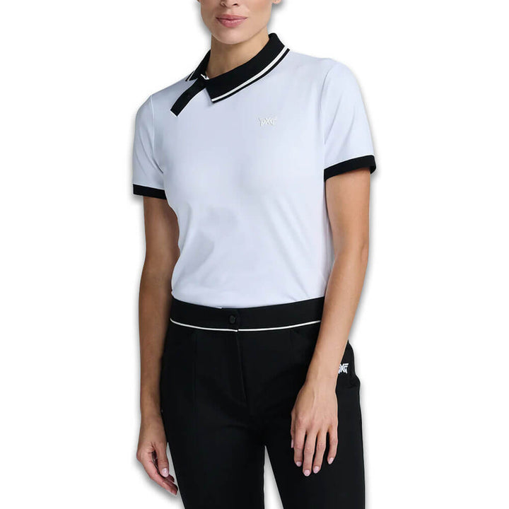 PXG Asymmetrical Snap Collar Golf Polo White - SS25 Women