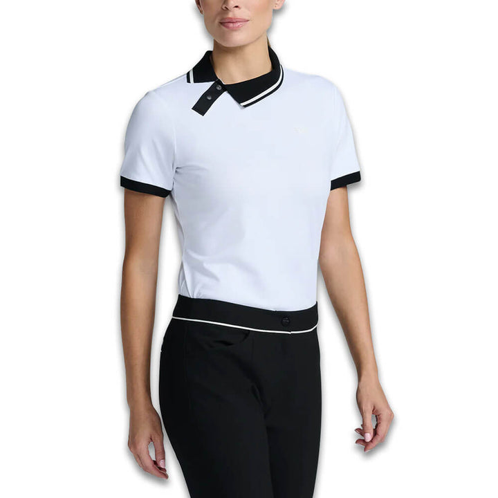 PXG Asymmetrical Snap Collar Golf Polo White - SS25 Women