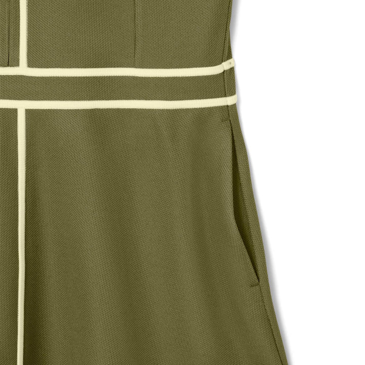 Lacoste Ultra Dry Heritage Trim Sleeveless Golf Dress Khaki Green/White - FW25 Women