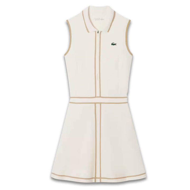 Lacoste Ultra Dry Heritage Trim Sleeveless Golf Dress White/Beige - FW25 Women