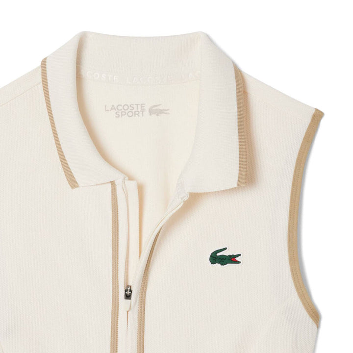 Lacoste Ultra Dry Heritage Trim Sleeveless Golf Dress White/Beige - FW25 Women