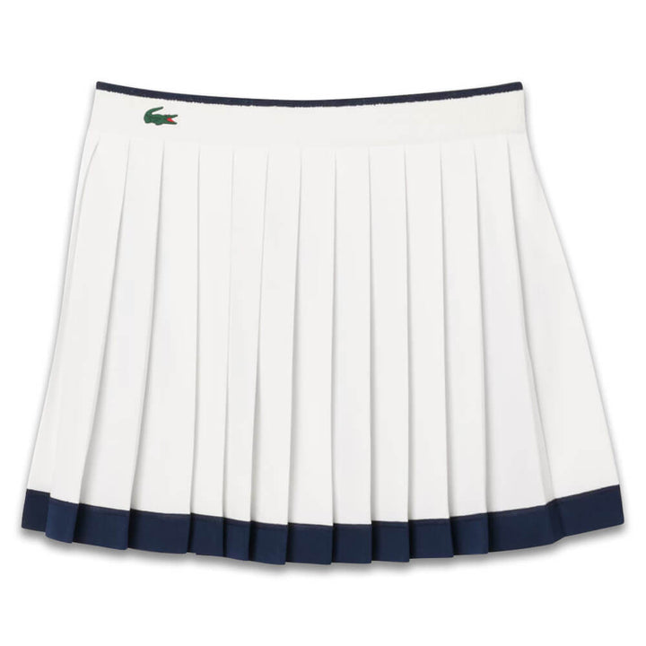 Lacoste Ultra Dry Tennis Heritage Stretch Golf Skirt White/Navy Blue - FW25 Women