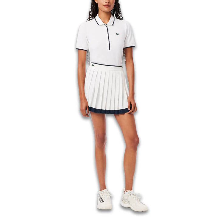 Lacoste Ultra Dry Tennis Heritage Stretch Golf Skirt White/Navy Blue - FW25 Women