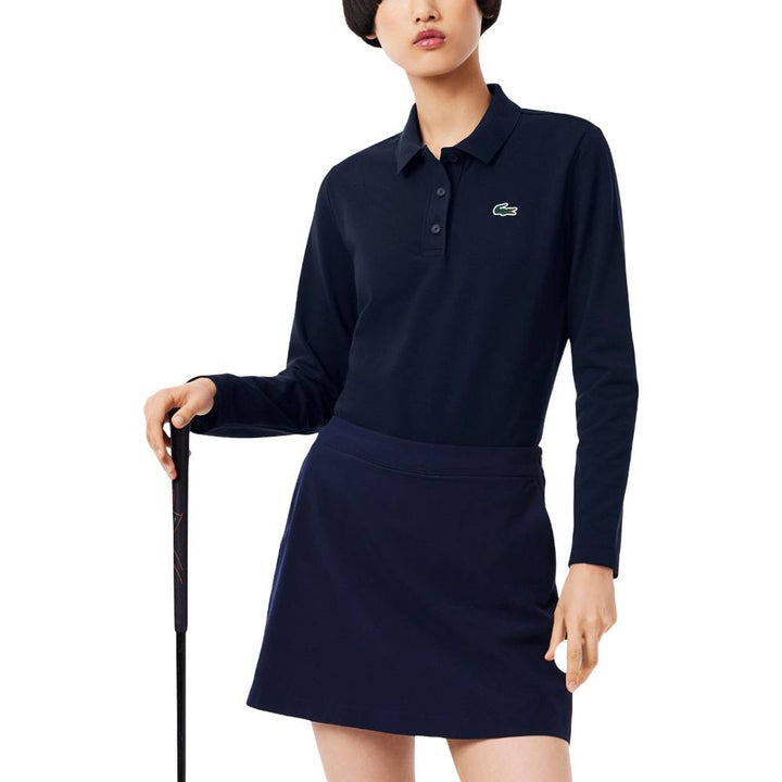 Lacoste Thermo-Regulating UV Protect Longsleeve Golf Polo Navy - FW25 Women