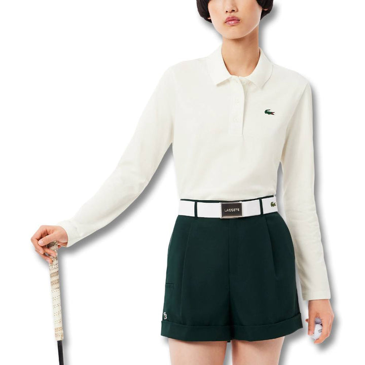 Lacoste Thermo-Regulating UV Protect Longsleeve Golf Polo White - FW25 Women