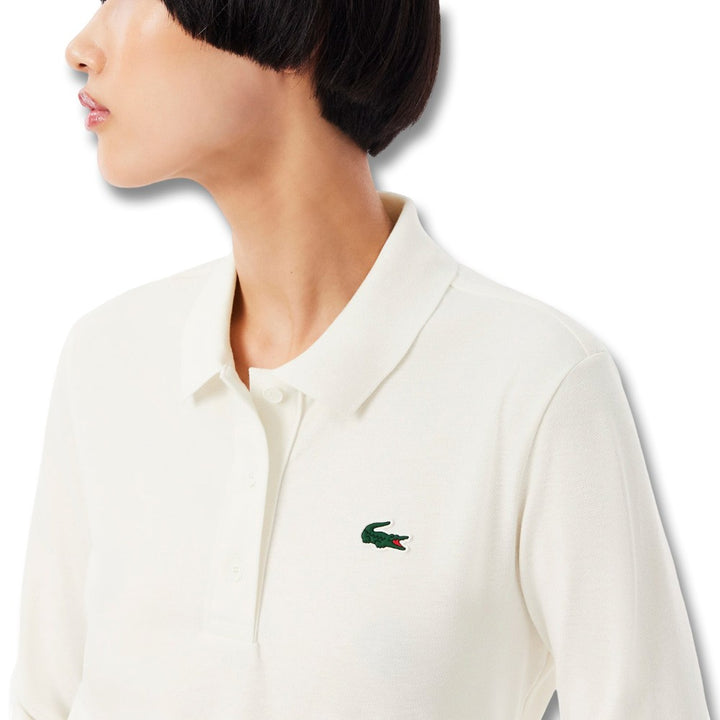 Lacoste Thermo-Regulating UV Protect Longsleeve Golf Polo White - FW25 Women