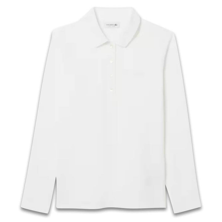 Lacoste Slim Fit L.12.D Stretch Mini Pique Longsleeve Golf Polo White - FW25 Women