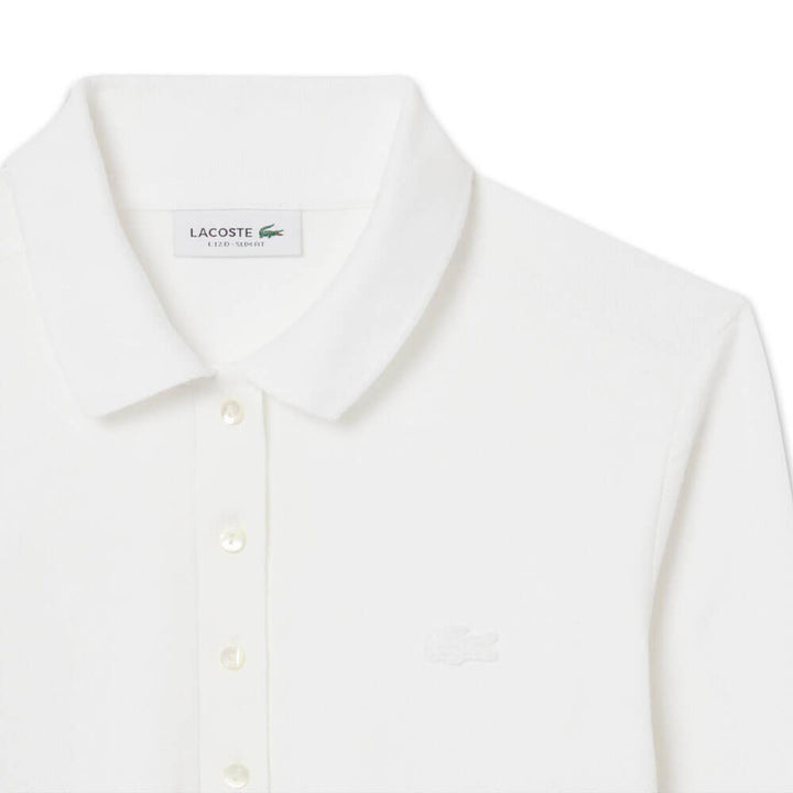 Lacoste Slim Fit L.12.D Stretch Mini Pique Longsleeve Golf Polo White - FW25 Women