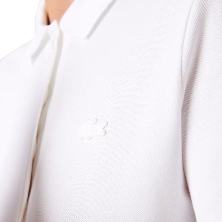 Lacoste Slim Fit L.12.D Stretch Mini Pique Longsleeve Golf Polo White - FW25 Women