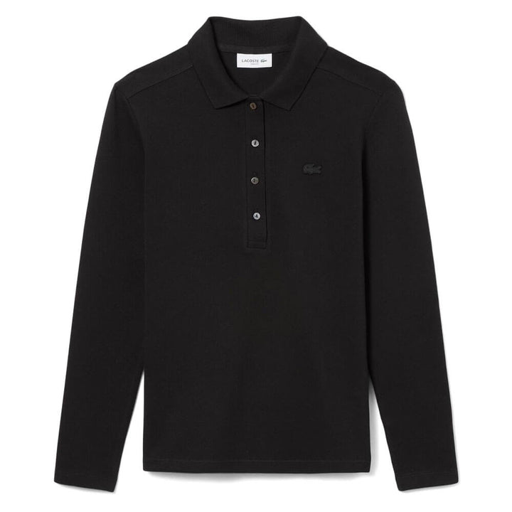 Lacoste Slim Fit L.12.D Stretch Mini Pique Longsleeve Golf Polo Black - FW25 Women
