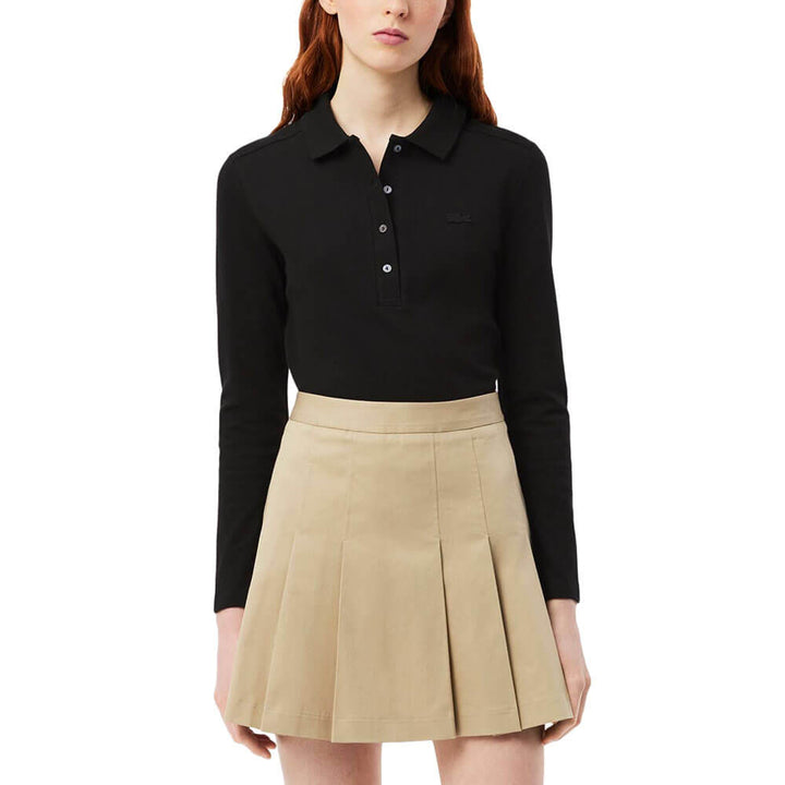 Lacoste Slim Fit L.12.D Stretch Mini Pique Longsleeve Golf Polo Black - FW25 Women