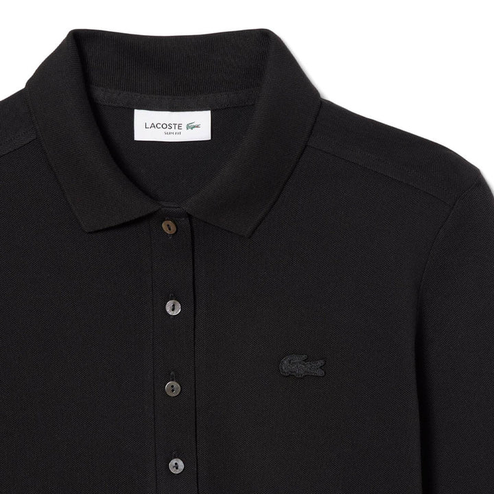 Lacoste Slim Fit L.12.D Stretch Mini Pique Longsleeve Golf Polo Black - FW25 Women