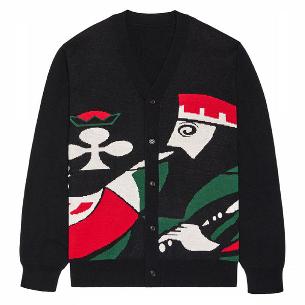 Malbon Kingston Cardigan Golf Sweater Black - FW25 Men