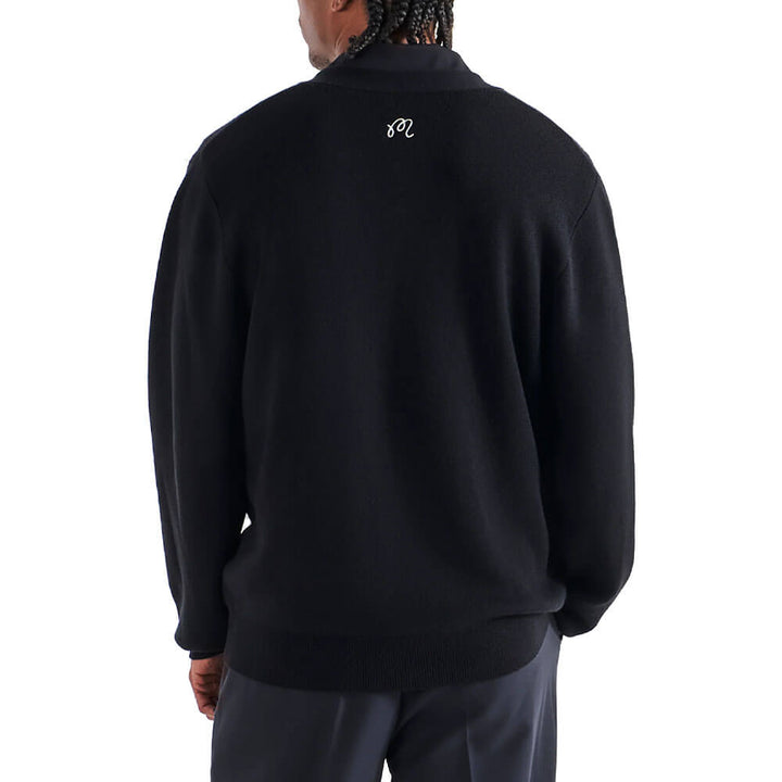 Malbon Kingston Cardigan Golf Sweater Black - FW25 Men