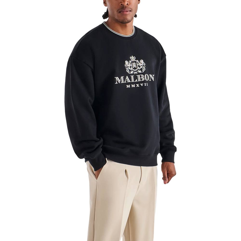 Malbon Monarch Crewneck Golf Sweatshirt Black - FW25 Men – Golfio