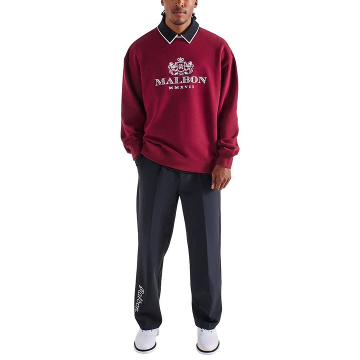 Malbon Monarch Crewneck Golf Sweatshirt Red Mahogany - FW25 Men