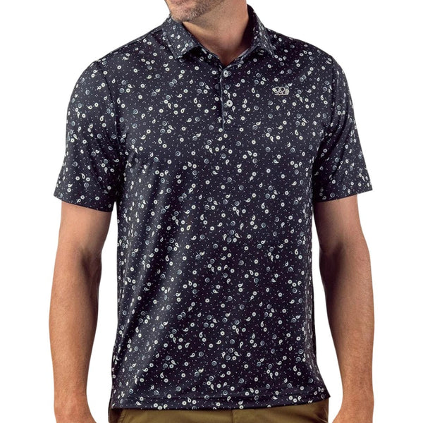 GoodGood Golf Divot Ditsy Golf Polo Black - FA25 Men