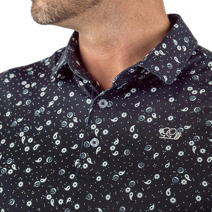 GoodGood Golf Divot Ditsy Golf Polo Black - FA25 Men
