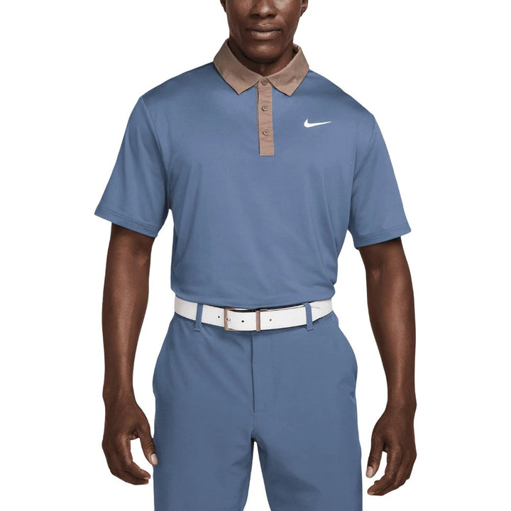 Nike Dri-FIT Tour Contrast Golf Polo Diffused Blue/Mink Brown/White - SU25 Men