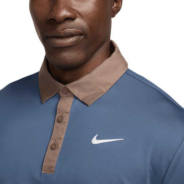 Nike Dri-FIT Tour Contrast Golf Polo Diffused Blue/Mink Brown/White - SU25 Men