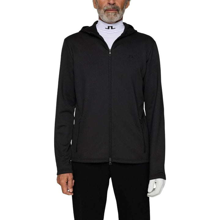J.Lindeberg Aerial Full Zip Hood Golf Jacket Black - FW25 Men